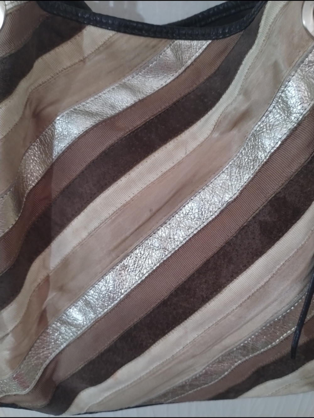 Liz Claiborne Genuine Leather Multicolor Striped Tote Bag - Picture 4 of 11